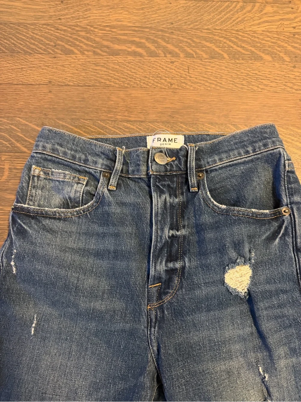Frame Distressed Bermuda Shorts Le Vintage Bermuda Cutoffs Size 27 Distressed